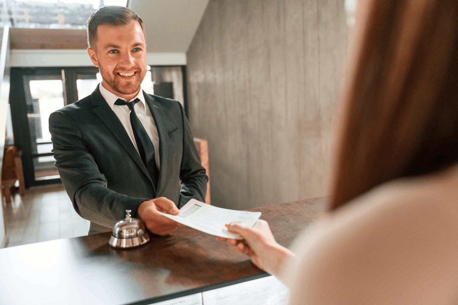 Guests at reception with seamless identification